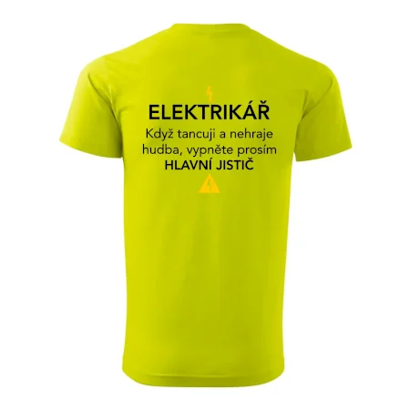Elektrikář - hlavní jistič - Nápis na zádech