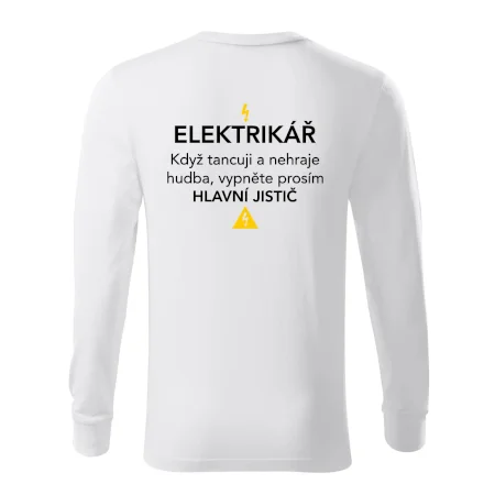 Elektrikář - hlavní jistič - Nápis na zádech