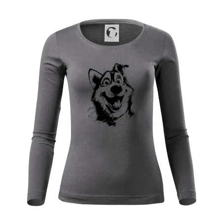Černobílá karikatura husky