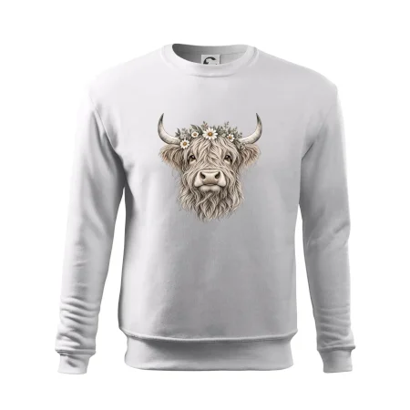Highlandská kráva s květinami