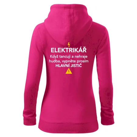 Elektrikář - hlavní jistič - Nápis na zádech