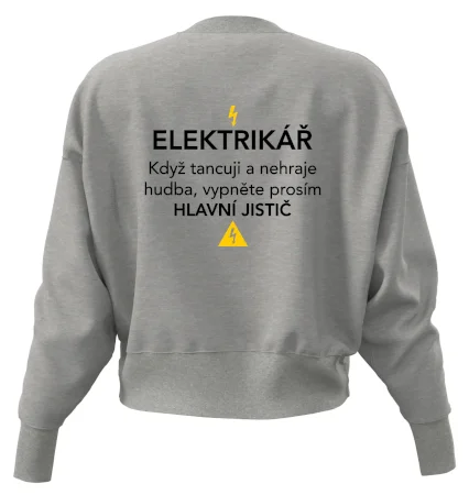 Elektrikář - hlavní jistič - Nápis na zádech