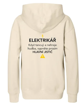 Elektrikář - hlavní jistič - Nápis na zádech