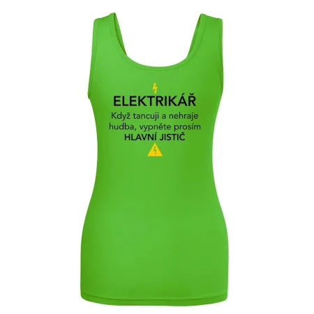Elektrikář - hlavní jistič - Nápis na zádech