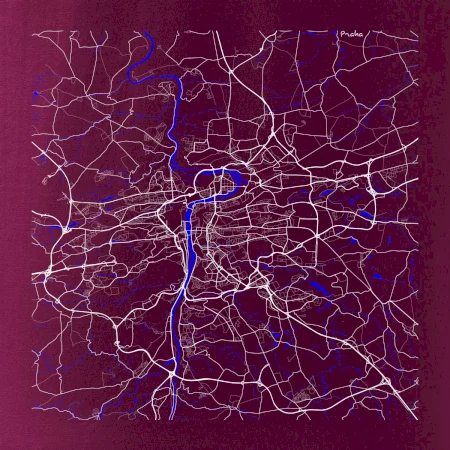 Praha - Mapa s vodními toky