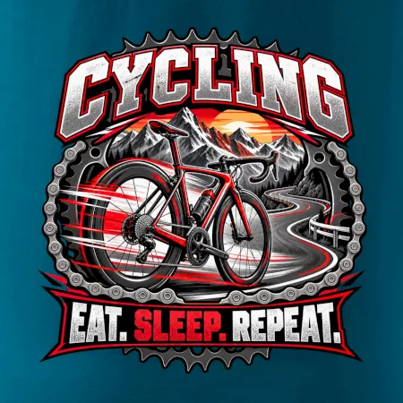 Cyklistické kolo mezi horami eat sleep repeat