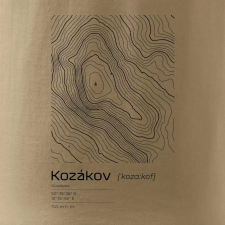 Kozákov - vrstevnice v obdélníku