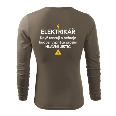 Elektrikář - hlavní jistič - Nápis na zádech