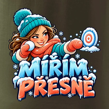 Rodinná vánoční trička - Mířím přesně máma sněhová bitva