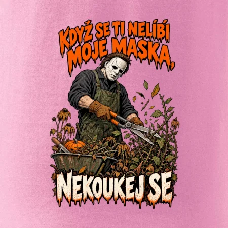 Maskovaný hororový zahradník se zahradními nůžkami