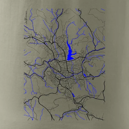 Jablonec nad Nisou - Mapa s vodními toky