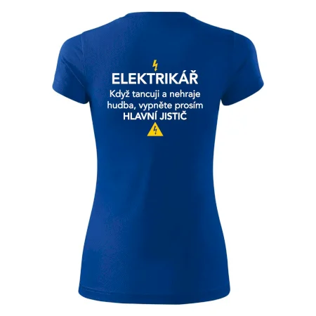 Elektrikář - hlavní jistič - Nápis na zádech