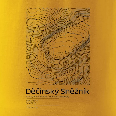 Děčínský Sněžník - vrstevnice v obdélníku