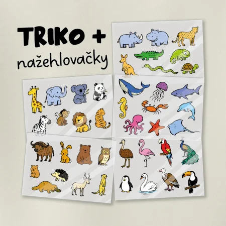 Tričko + 42 nažehlovacích zvířátek