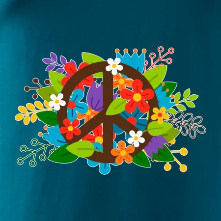 Peace symbol prorostlý květinami