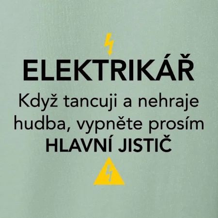 Elektrikář - hlavní jistič - Nápis na zádech