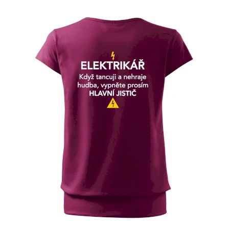 Elektrikář - hlavní jistič - Nápis na zádech