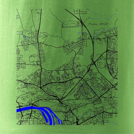 Praha 18200 - Mapa s vodními toky