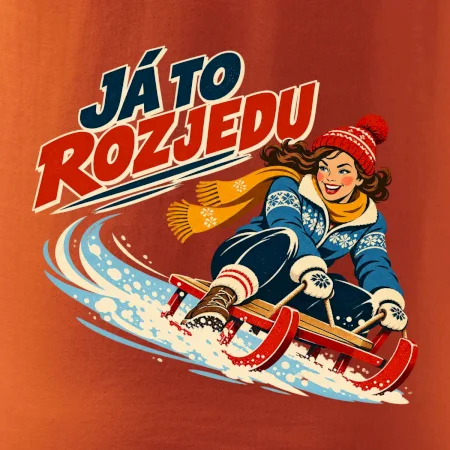 Rodinná vánoční trička - Já to rozjedu máma sáňkování