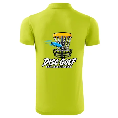 Discgolfový koš s letícím diskem eat sleep repeat