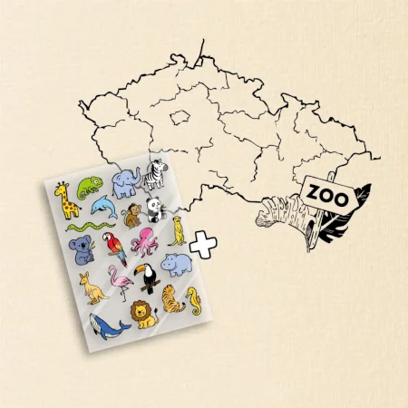 Tričko s mapou + ZOO nažehlovačky