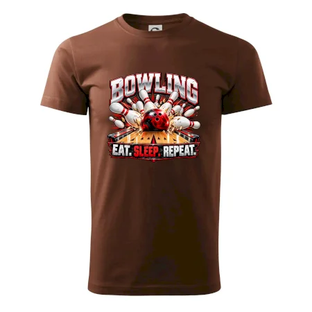 Bowlingová koule a kuželky eat sleep repeat