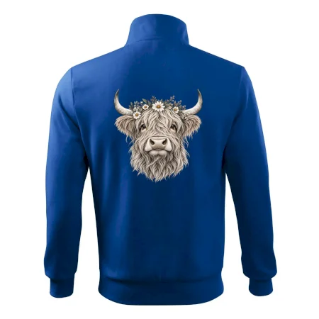 Highlandská kráva s květinami