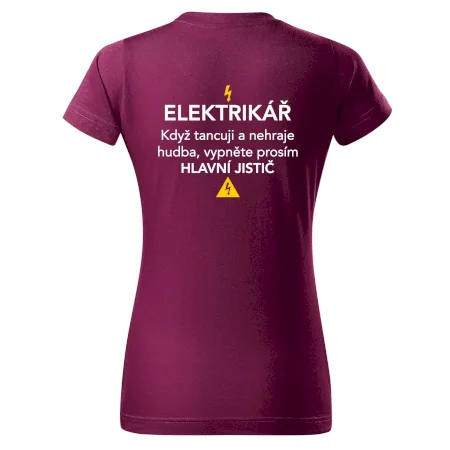 Elektrikář - hlavní jistič - Nápis na zádech