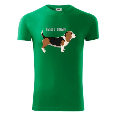 Basset hound pes s nápisem