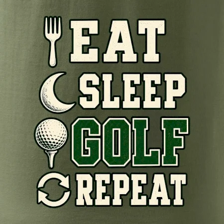 Eat sleep golf repeat typografie