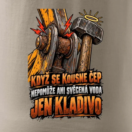 Zaseknutý čep bagru vyřeší kladivo