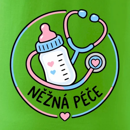 Něžná péče - kruhový znak s lahvičkou