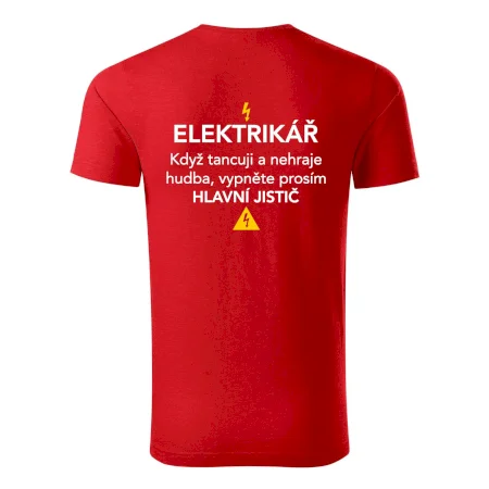 Elektrikář - hlavní jistič - Nápis na zádech
