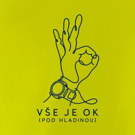 Vše je ok potápěčský signál rukou kreslený jednou linkou
