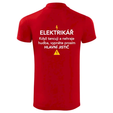 Elektrikář - hlavní jistič - Nápis na zádech