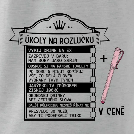 Triko na rozlučku s úkoly pro nevěstu - vintage