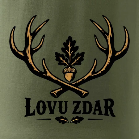 Lovu zdar paroží dubový žalud minimalistický znak
