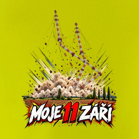 Liblice B pád vysílačů moje 11 září komiksový motiv