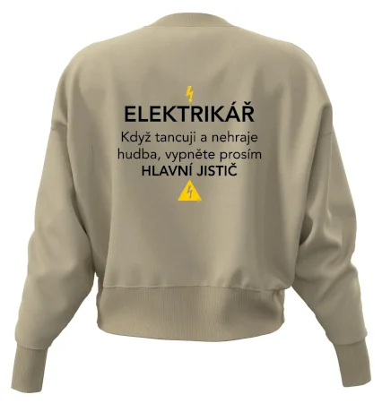 Elektrikář - hlavní jistič - Nápis na zádech