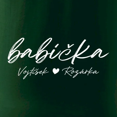 Babička Tričko se jmény dětí psací písmo