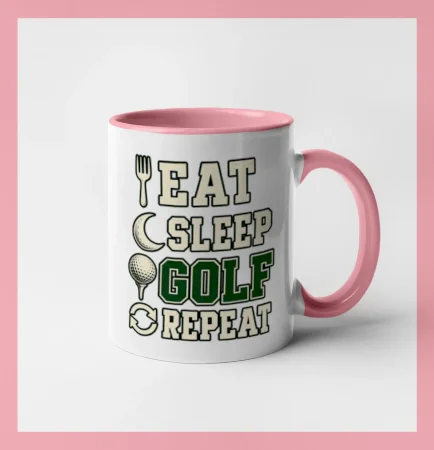 Eat sleep golf repeat typografie