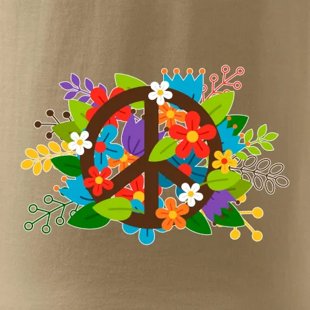 Peace symbol prorostlý květinami