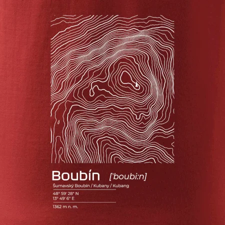 Boubín - vrstevnice v obdélníku