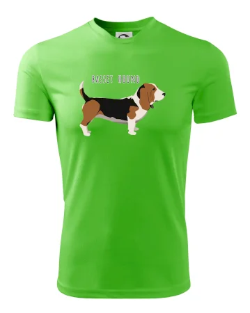 Basset hound pes s nápisem