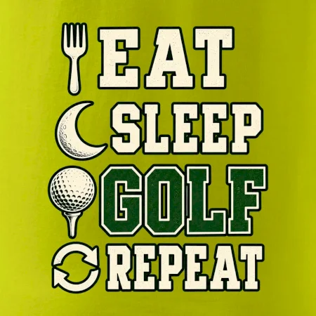 Eat sleep golf repeat typografie
