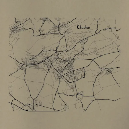 Černobílá mapa Kladno
