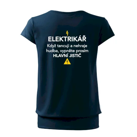 Elektrikář - hlavní jistič - Nápis na zádech