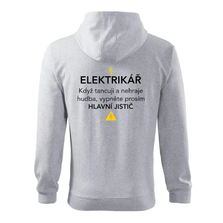 Elektrikář - hlavní jistič - Nápis na zádech