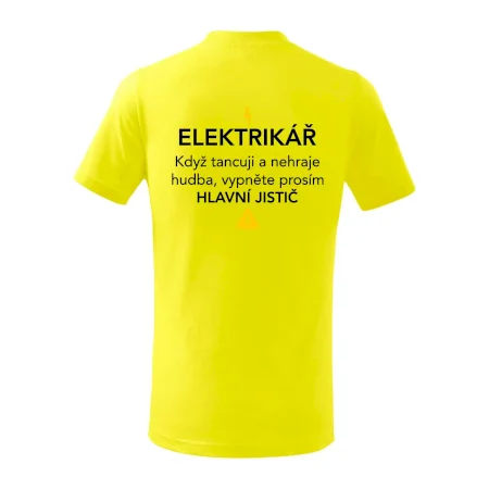 Elektrikář - hlavní jistič - Nápis na zádech