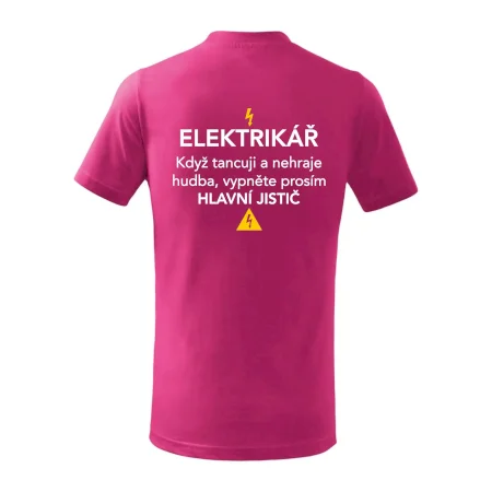 Elektrikář - hlavní jistič - Nápis na zádech